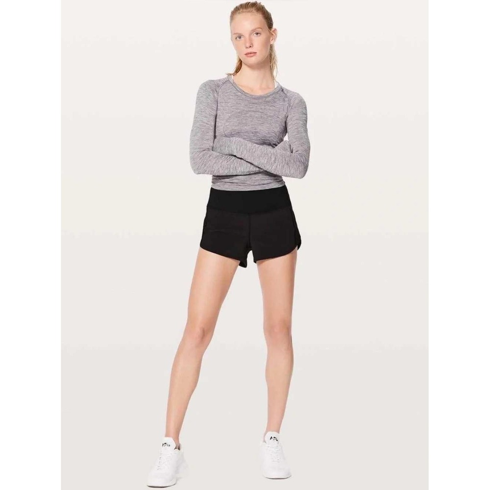 082 Lululemon Speed Up High-Rise Shorts Black Running Athletic (Size 4, EUC)